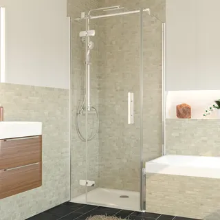 Breuer Badewannenseitenwand 'Avanta' für Drehtür, teilgerahmt, Chromoptik, 75 x 175 cm