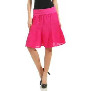 malito more than fashion Sommerrock malito Damen Leinenrock mit Stretchbund, schlichter Glockenrock, Glockenrock mit Jerseybund rosa 36-40