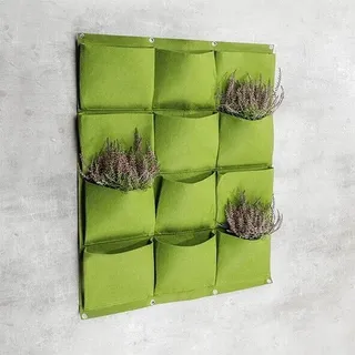 Pflanztasche Pflanz-Tasche, zum Aufhängen an der Wand, mit 12 Fächern, grün