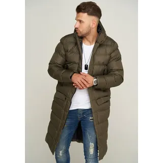 SOULSTAR Herren Parka mit Kapuze als Winterjacke - Langer Steppmantel S2JURGA Herren warmer Wintermantel Steppjacke Pufferjacke - Olive - M