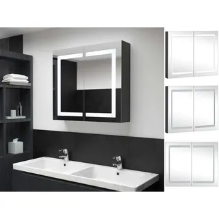 vidaXL Spiegel LED-Bad-Spiegelschrank 80x12,2x68 cm Badezimmer LED-Beleuchtung Spiege schwarz