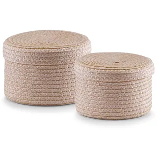 Zeller Korb-Set mit Deckel 2-tlg. rund 16 x 16 x 10 cm beige