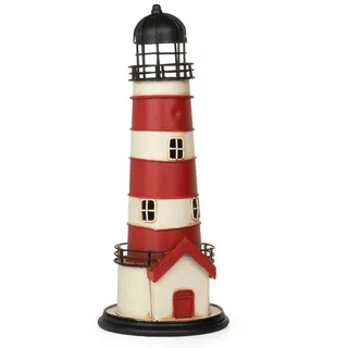 Moritz Spardose Blech-Spardose Leuchtturm rot weiß, Modell Nostalgie Antik-Stil Retro Blechmodell Miniatur Nachbildung