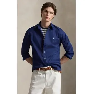 Polo Ralph Lauren für Herren. 710B20512006 Custom Fit Leichtes Navy Twill Hemd (S), Lässig, Party, Baumwolle, Klassisch, Langarm, Marine