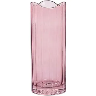 Beliani - Blumenvase Rosa Glas 30 cm Hohe Form mit Breiter Öffnung Struktur Goldrand Modern Tischdeko Wohnaccessoires Deko Glasvase für Wohnzimmer