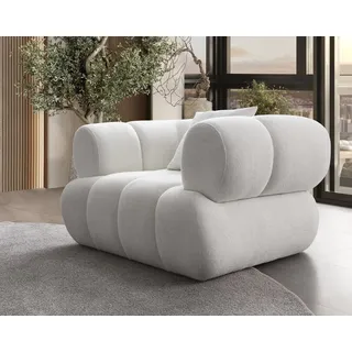Xlmoebel Loungesessel XLMOEBEL moderner Sessel in Weiß mit braunem Rahmen und Armlehnen (1-St), Made in Europa weiß