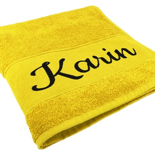 Handtuch mit Namen oder Wunschtext bestickt - 140 x 70 cm | gelb