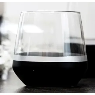 Lyros Schwarze Trinkgläser 6er Set, Handgefertigt, Schwarz Verziert mit Silberstreifen, 270ml, Elegantes Design für Stilvolle Anlässe