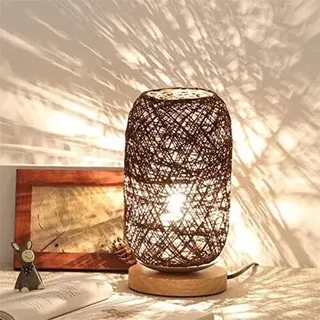 Moderne Nachttischlampe Aus Bambus Und Rattan – Kreative Und Moderne Tischlampe Mit Holzsockel – Individuelle Dekoration – Dimmbares Led-licht – Nachttischlampe Fürs Wohnzimmer