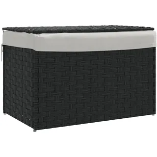 vidaXL Wäschekorb mit Deckel Schwarz 55,5x35x34 cm Poly Rattan