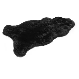HOME LAMB Lammfell Schwarz 90-100 cm - Weich Schaffell Echt - Natürliche Teppich Wohnzimmer - Flauschig - Deko Fell Schlafzimmer - Naturfell