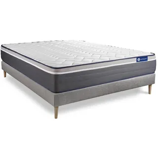 BETT Actilatex plus Latex und Memory-Schaum 180 x 220 cm h4 - Kit Bettgestell Grau