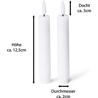 Novaliv, LED Kerzen, 10x Stabkerze LED bewegliche Flamme Wachs - Echtwachs Weiß - Indoor - 12,5cm Höhe für 2,2cm (10 x)