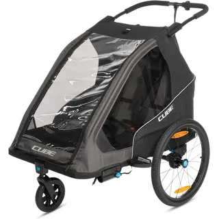 Cube Double Pure Kinderanhänger schwarz/grau 2026
