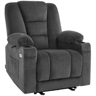 MCombo Relaxsessel 7008 Stoff 90 x 105 x 94 cm Grau mit Liegefunktion und Massage