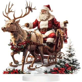 Generisch Weihnachtsstecker Weihnachtsmann Rentier Gartenstecker Aus Acryl, 2D Flache Weihnachtsmann Figur Dekostecker Weihnachtsdeko Wetterfest Stecker Gartendeko Weihnachtsfigur