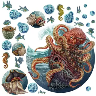 WANDAUFKLEBER 100x120cm - Die Unterwasserwelt des Oktopus