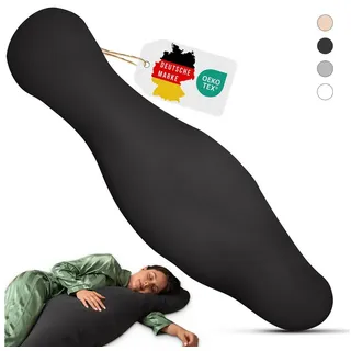 Opanoli Seitenschläferkissen ergonomisches Seitenschläferkissen - entlastet Schulter/Rücken/Hüfte schwarz Seitenschläferkissen + Bezug