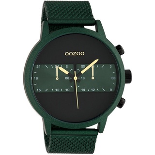 OOZOO Quarzuhr Oozoo Herren Armbanduhr grün Analog, Herrenuhr rund, extra groß (ca. 50mm) Edelstahlarmband, Fashion-Style grün