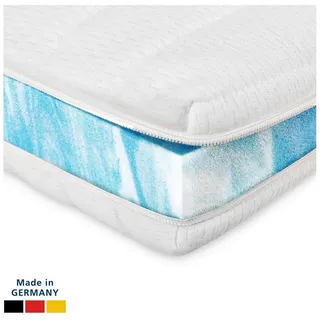 AM Qualitätsmatratzen Topper für Boxspringbett atmungsaktiv 200 x 200 cm weiß