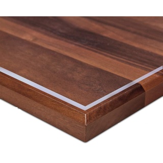 Ertex Tischdecke + abgeschrägte Kante, Tischfolie Schutzfolie Tischschutz Folie 2,2 mm geeignet für den Kontakt mit Lebensmitteln (Transparent, 80 x 150 cm)