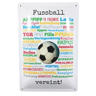 AnneSvea Fussball vereint! Blechschild Metall Vintage Deko Vereinsheim Trainer