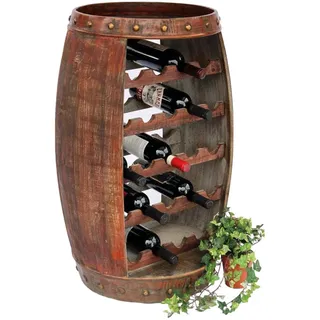 DanDiBo Ambiente DanDiBo Weinregal Holz Stehend Weinfass 0370-R Fass 80 cm Flaschenregal Flaschenständer Flaschenhalter Braun Bar Weinbar