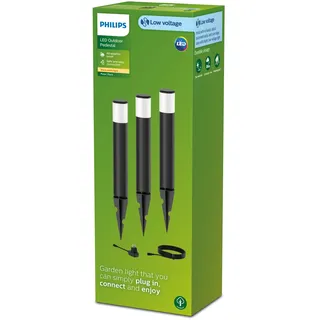 Philips Sockelleuchte Kunststoff 52,5 cm 3er Set schwarz