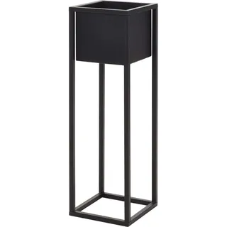 Home&Styling Blumentopf mit Ständer Blumenkübel Pflanztopf Übertopf Pflanzgefäß Blumenständer Metallständer Blumentopfständer Metall 70cm Schwarz