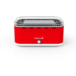Barbecook Rauchfreier Holzkohlegrill Tischgrill mit Tragetasche geeignet für Balkon als Outdoor Camping-Grill mit eingebauten Gebläse, spülmaschinen-fest, Rot