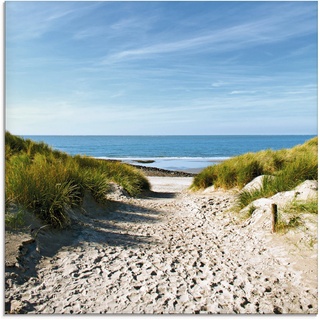 Glasbild ARTLAND "Strand mit Sanddünen und Weg zur See" Bilder Gr. B/H: 50 cm x 50 cm, Strand, 1 St., beige (naturfarben) Glasbilder in verschiedenen Größen