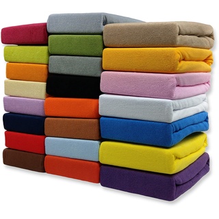 FROTTEE Spannbettlaken Spannbetttuch Bettlaken mit Gummizug in vielen Größen und Farben (Beige, 90-100 x 200 cm)
