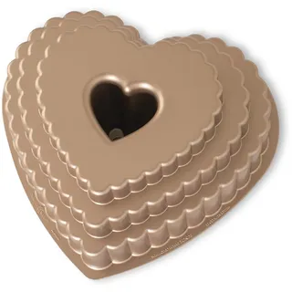NordicWare Backform "Herz-Kranz", gestuft - Herzbackform , Aluminium, Silber, 26,7 x 25,4 x 11 cm, 1 Einheiten