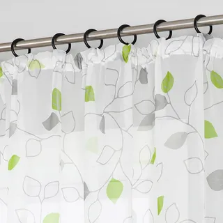 Yujiao Mao Gardinenschals Mit Kräuselband Moderne Gardine Für Schlafzimmer Wohnzimmer Voile Vorhang Mit Blattmuster Transparent Grün HxB 225x140cm 1 Stück
