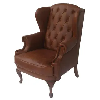 Xlmoebel Ohrensessel Chesterfield Ledersessel im Vintage-Stil mit hoher Lehne (Ohrensessel), Hergestellt in Europa braun