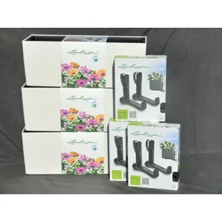 3x(a 56,70€) Lechuza BALCONERA COLOR 50 weiss matt Set + 3 Paar Halter weiss