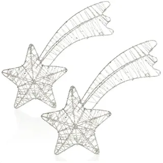 com-four Dekofigur Deko Sterne Weihnachten, Weihnachtsdekoration Stern aus Metall (2 St), Aufsteller Weihnachtsstern mit Glitzer