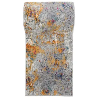 Mazovia Läufer Läufer Flurläufer Modern Abstraktes Teppichläufer 100 cm Breit, 100 x 300 cm, Kurzflor, Meterware, Höhe 9 mm gelb|grau 100 x 300 cm