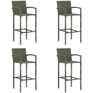vidaXL 4X Barhocker Barstuhl Tresenhocker Thekenhocker Tresenstuhl Thekenstuhl Küchenhocker Bistrohocker Bar Stuhl Hocker Grau Poly Rattan
