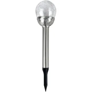 Kynast Garden LED Solarleuchte Solar Glaskugellampe Bruchglas Optik LED Gartenstecker Edelstahl Ø8cm