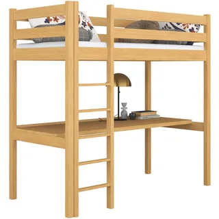 N-Wood Hochbett, Hellbraun, Holz, Echtholz,Kiefer, 120x200 cm, FSC 100%, EN 71, Handmade in Europe, Handmade Quality, Hergestellt in Europa, Real Wood, Kinder- & Jugendzimmer, Kindermöbel, Kinderbetten, Hochbetten