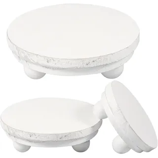 Gatphy Pflanzenständer-Set 3-Teilig Holz Blumenständer Stapelbar Hocker-Sockel für Töpfe–7/10/13 Cm Pflanzenhocker für Drinnen Draußen Sukkulenten Kerzen Dekoration Tragkraft bis 22,7 kg(Weiß)