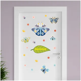 Finest Folia personalisierbarer Türaufkleber Wandtattoo Kinderzimmer für Tür Wand Mädchen Jungen Wandaufkleber mit Wunschname Wunschtext Türschild Aufkleber selbst gestalten (14 Schmetterling)