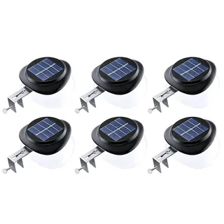 GVOREE Dachrinnen Solarleuchten, Solarlampen für Außen Solarleuchten IP55 Wasserdicht 100LM für Zaun, Terrasse, Gehwege, Hof, Garage, Eave,Warmes Licht 6 Stück