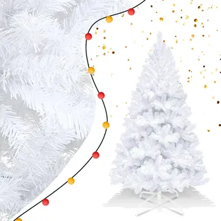 Vigevee Künstlicher Weihnachtsbaum,150cm PVC Tannenbaum künstlich mit Metallständer, Schwer Entflammbar, Einfacher Aufbau, Foldable abziehbar Weihnachtsdeko Dekorieren (Weiß)