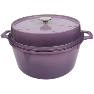 Grillfürst Bratentopf Grillfürst emaillierter Dutch Oven ohne Füsse DO9 - lila
