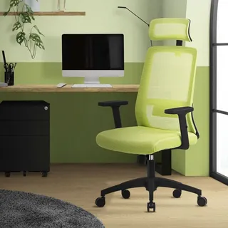 ML-Design Bürostuhl ergonomisch, Grün, aus Mesh, mit Verstellbarer Kopfstütze