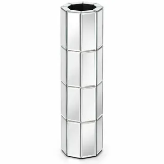 SHYFOY Große Bodenvase 70 cm, Spiegelglas, achteckig, für Pampasgras | Verspiegelte Bodenvase mit MDF-Struktur für Pampasgras, Trocken- und Kunstblumen, nicht für Wasser