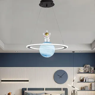 DOCJX LED Hängelampe Kinderzimmer Kronleuchter Modern Dimmbar Planet Mit Fernbedienung Pendelleuchten Wohnzimmer Hängeleuchten Jungen Mädchen Schlafzimmer Lampen Astronaut (Color : Infinite dimming