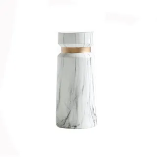 HGUIM 25 cm Marmor-Muster, weiße Keramikvase für Pampasgras, einfache weiße Blumenvase für Tafelaufsätze, moderne Tischvase, Dekoration für Zuhause, Wohnzimmer, Dekoration